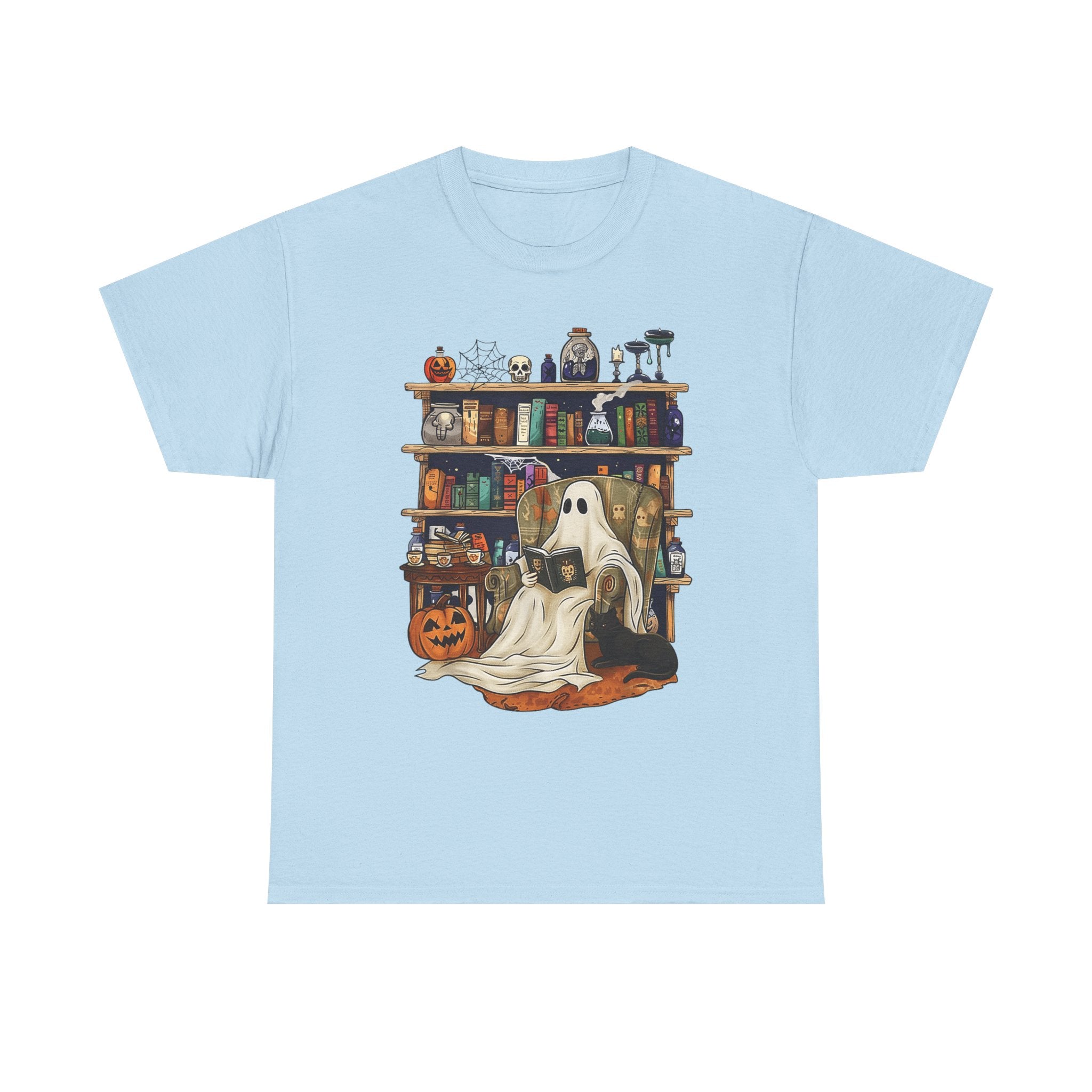Ghost Book Reading Halloween Books Lover Teacher Kids T-Shirt