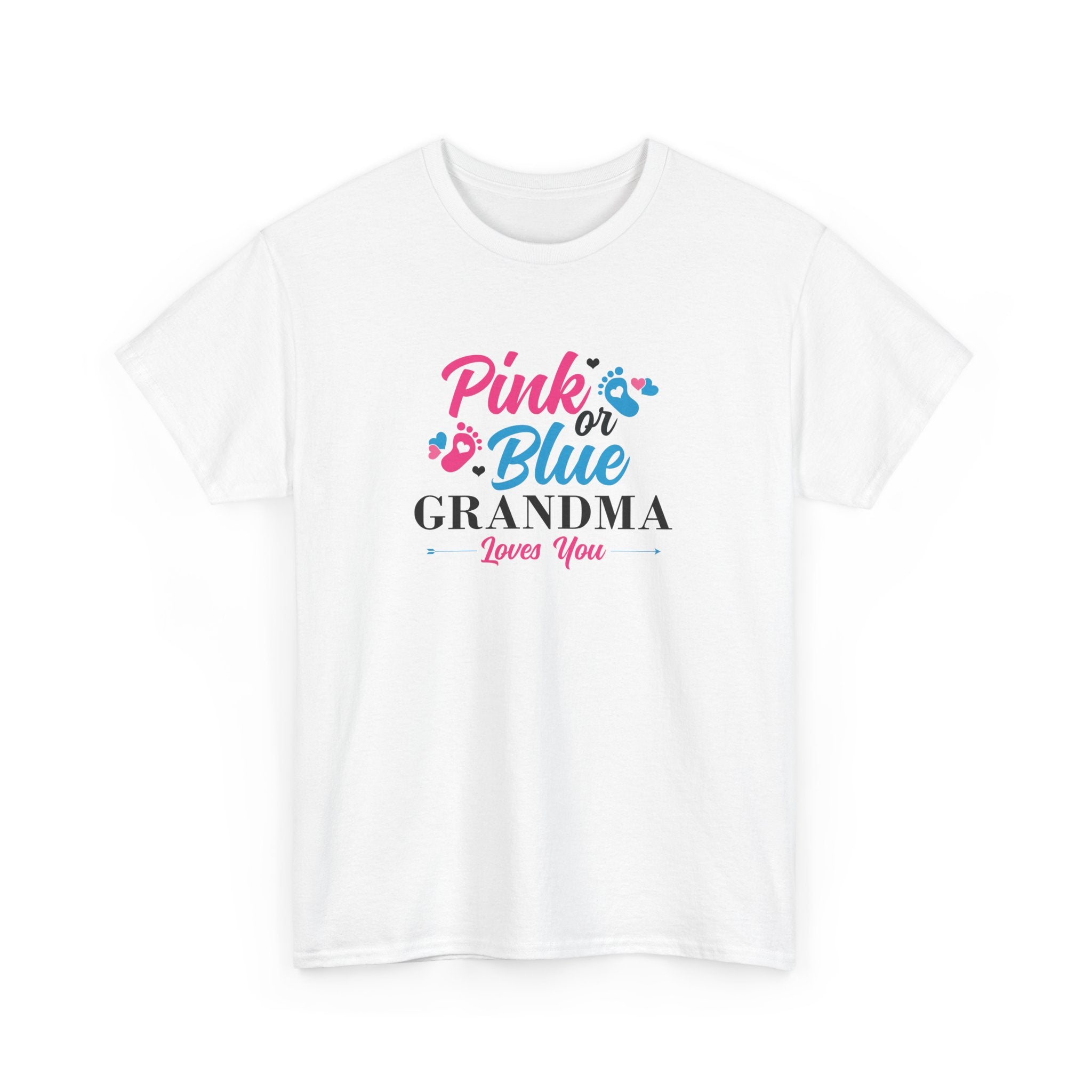 Grandma Loves You Pink/Blue Unisex Tee, Graphic T-shirt Gift for Grandparents, Family Reunion Shirt, Gender Reveal Party Outfit, Heavy