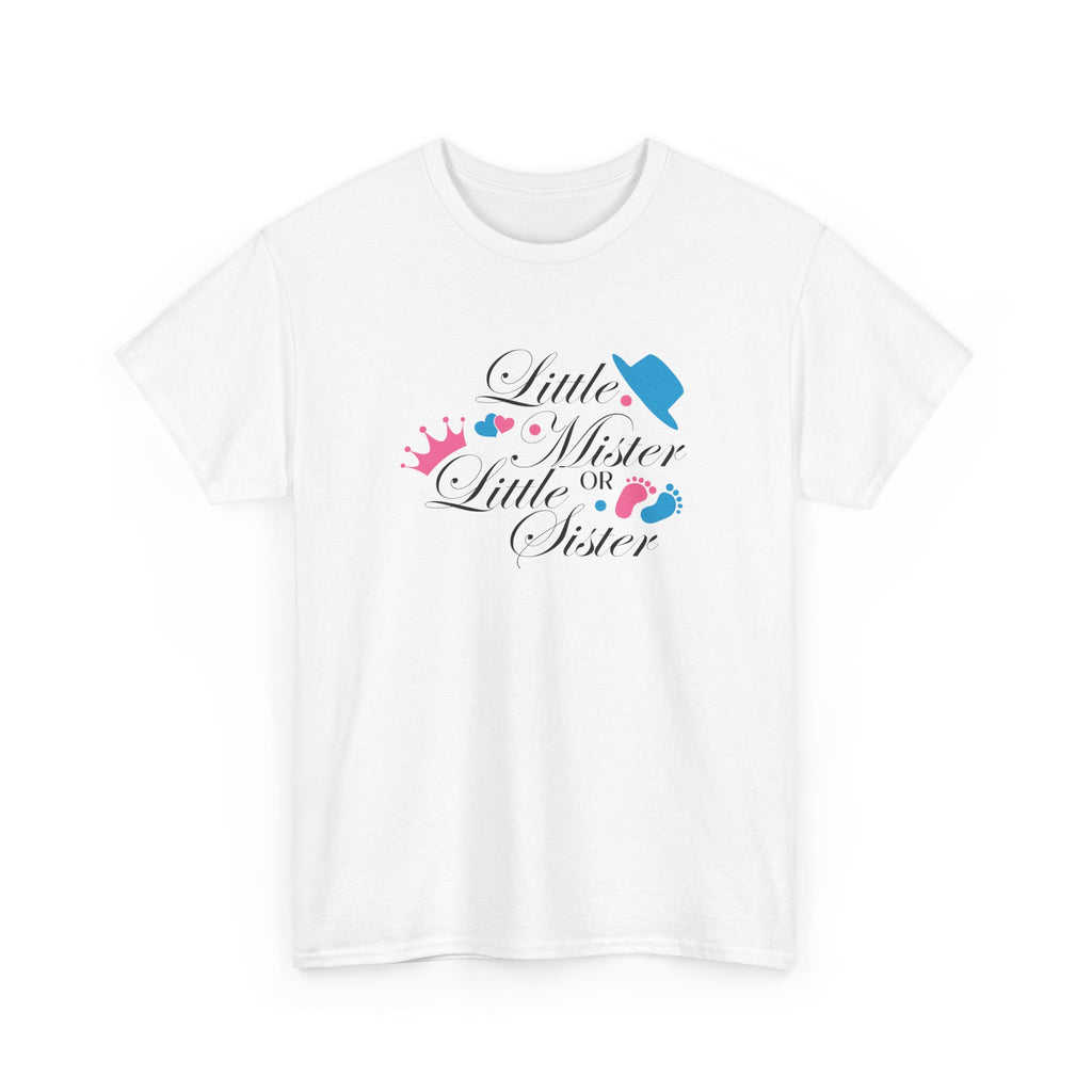 Little Mister Or Little Sister Unisex Tee, Graphic Tee, Gender Reveal Shirt, Boy or Girl T-Shirt, Baby Shower Gift