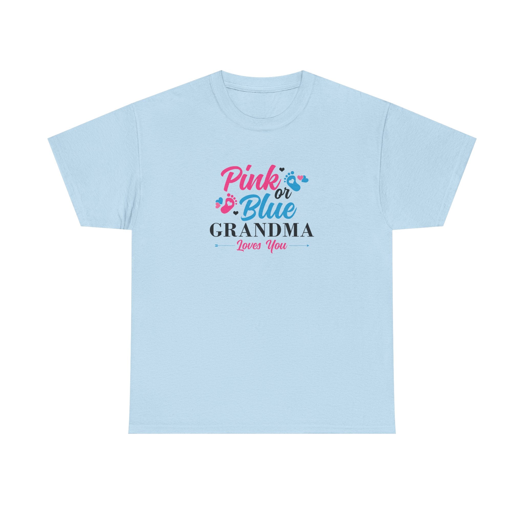 Grandma Loves You Pink/Blue Unisex Tee, Graphic T-shirt Gift for Grandparents, Family Reunion Shirt, Gender Reveal Party Outfit, Heavy
