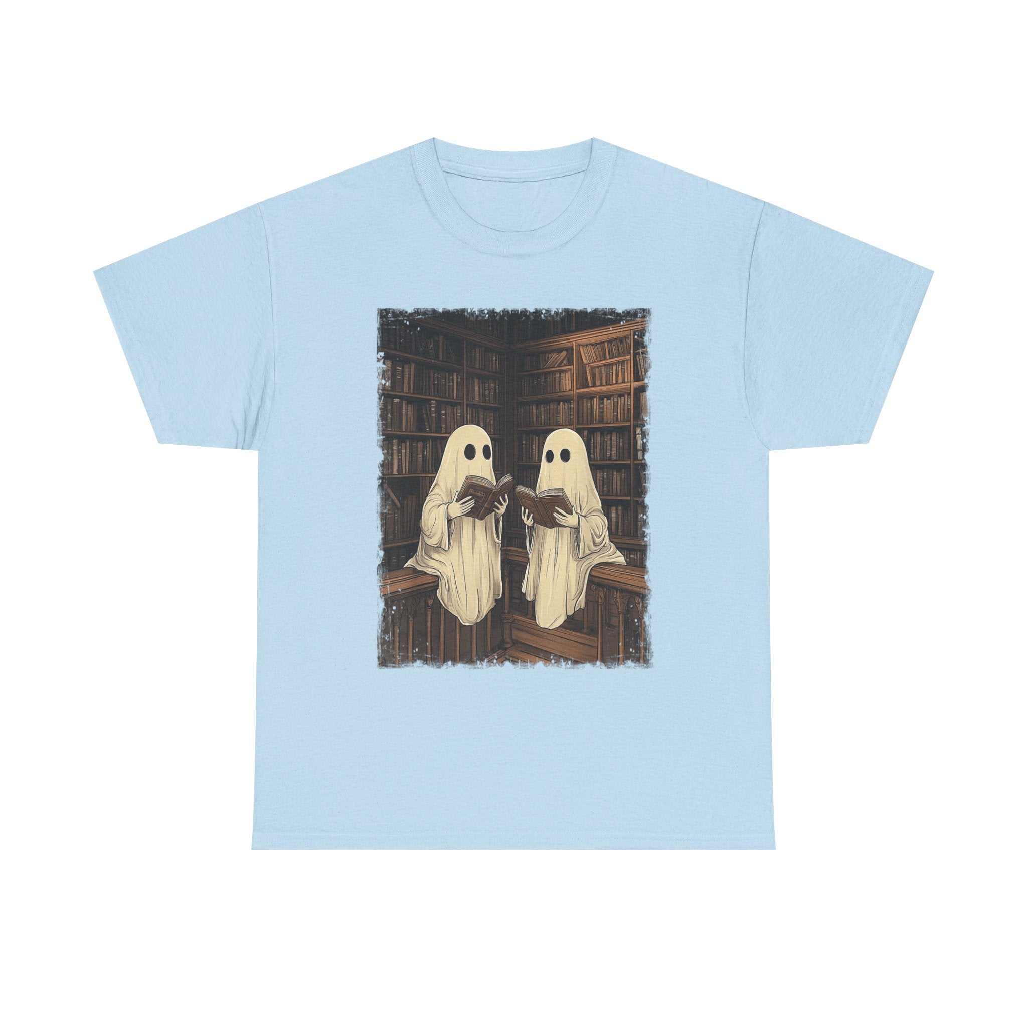 Halloween Ghost Book Reading Book Lovers Librarian Teacher T-Shirt