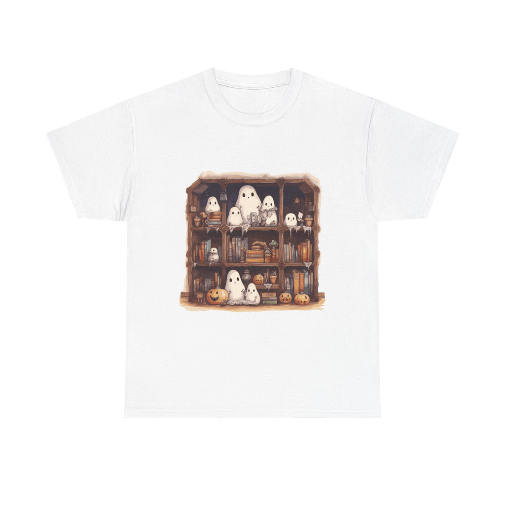 Cute Ghost Reading Books Halloween Librarian Book Long Sleeve T-Shirt