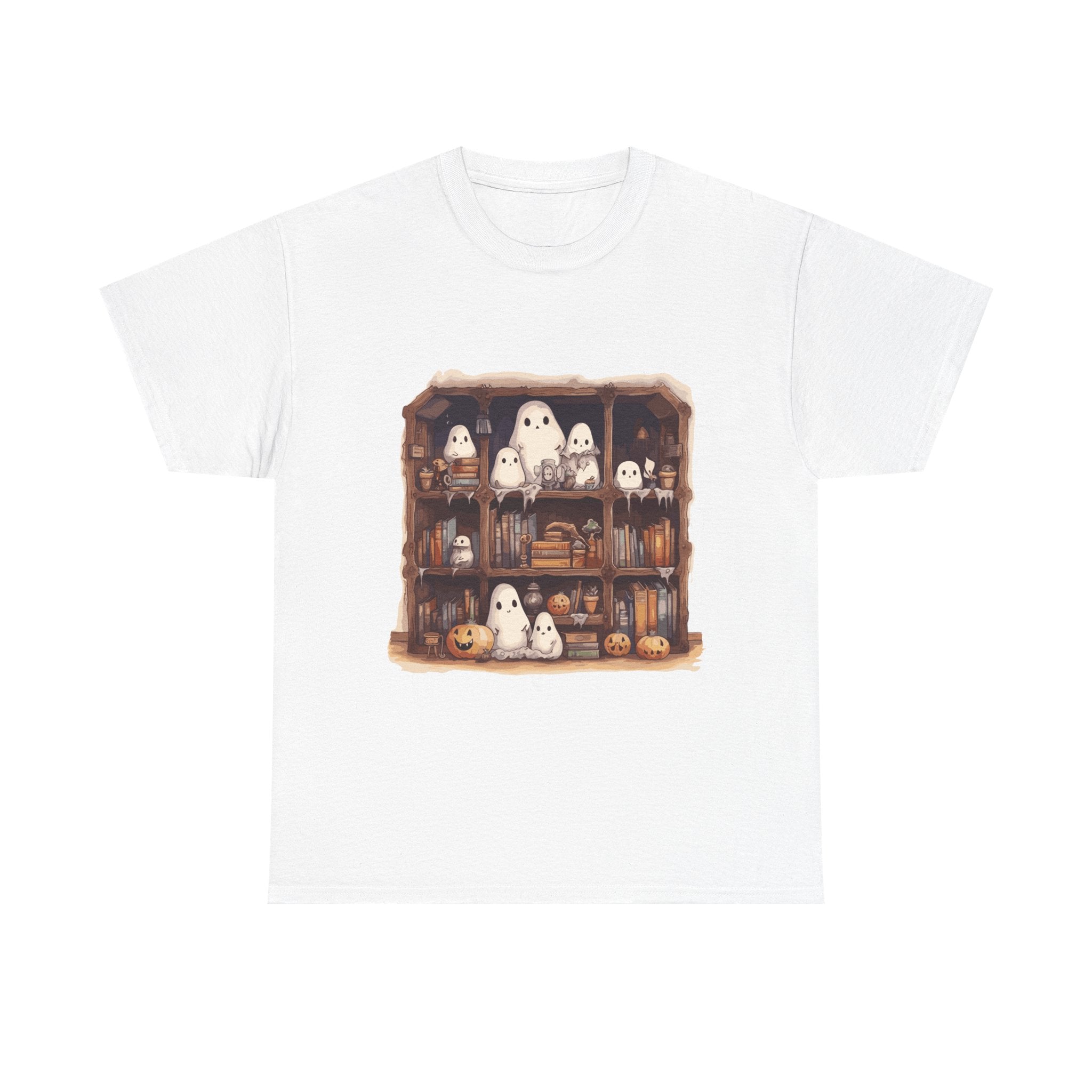 Cute Ghost Reading Books Halloween Librarian Book Long Sleeve T-Shirt