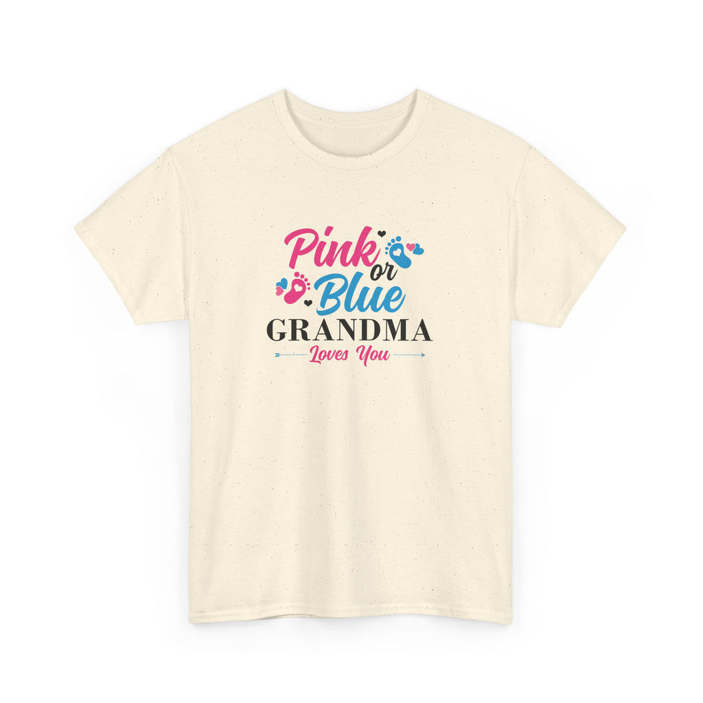 Grandma Loves You Pink/Blue Unisex Tee, Graphic T-shirt Gift for Grandparents, Family Reunion Shirt, Gender Reveal Party Outfit, Heavy
