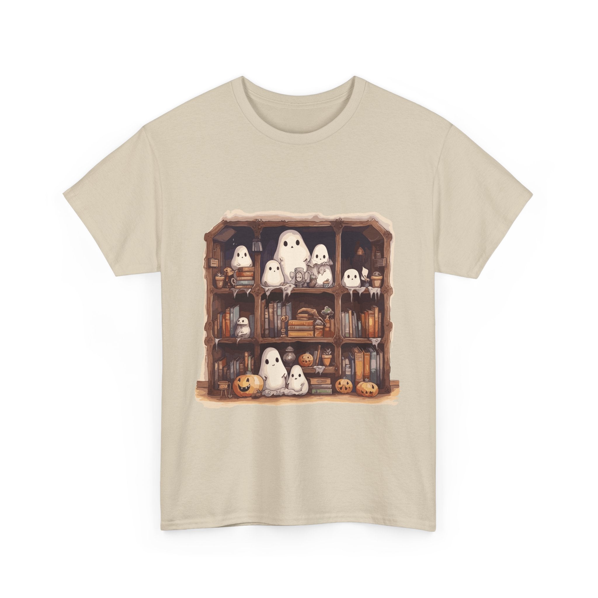 Cute Ghost Reading Books Halloween Librarian Book Long Sleeve T-Shirt
