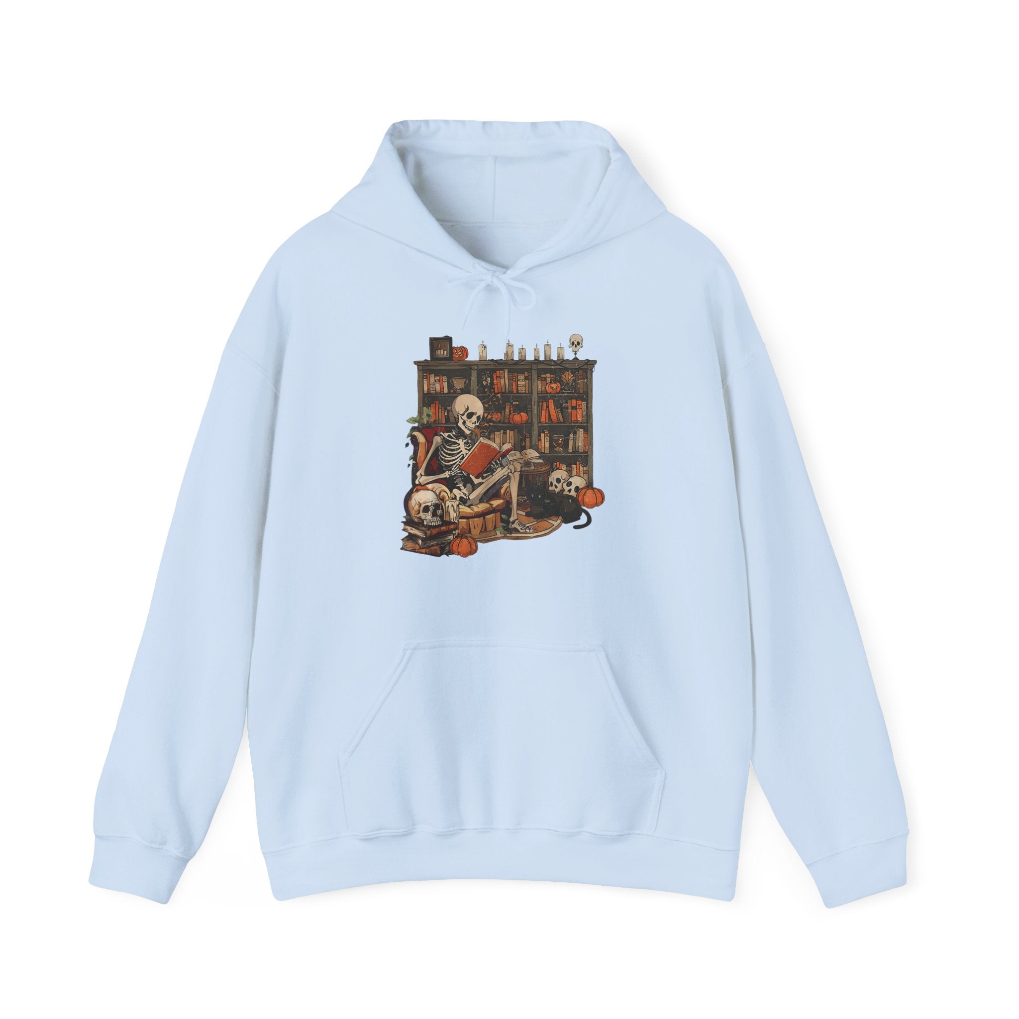 Skeleton Library Halloween Book Reading Books Lover Teacher Hoodie