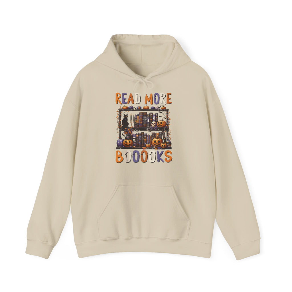 Spooky Halloween Bookshelf Bookcase Read More Books Hoodie