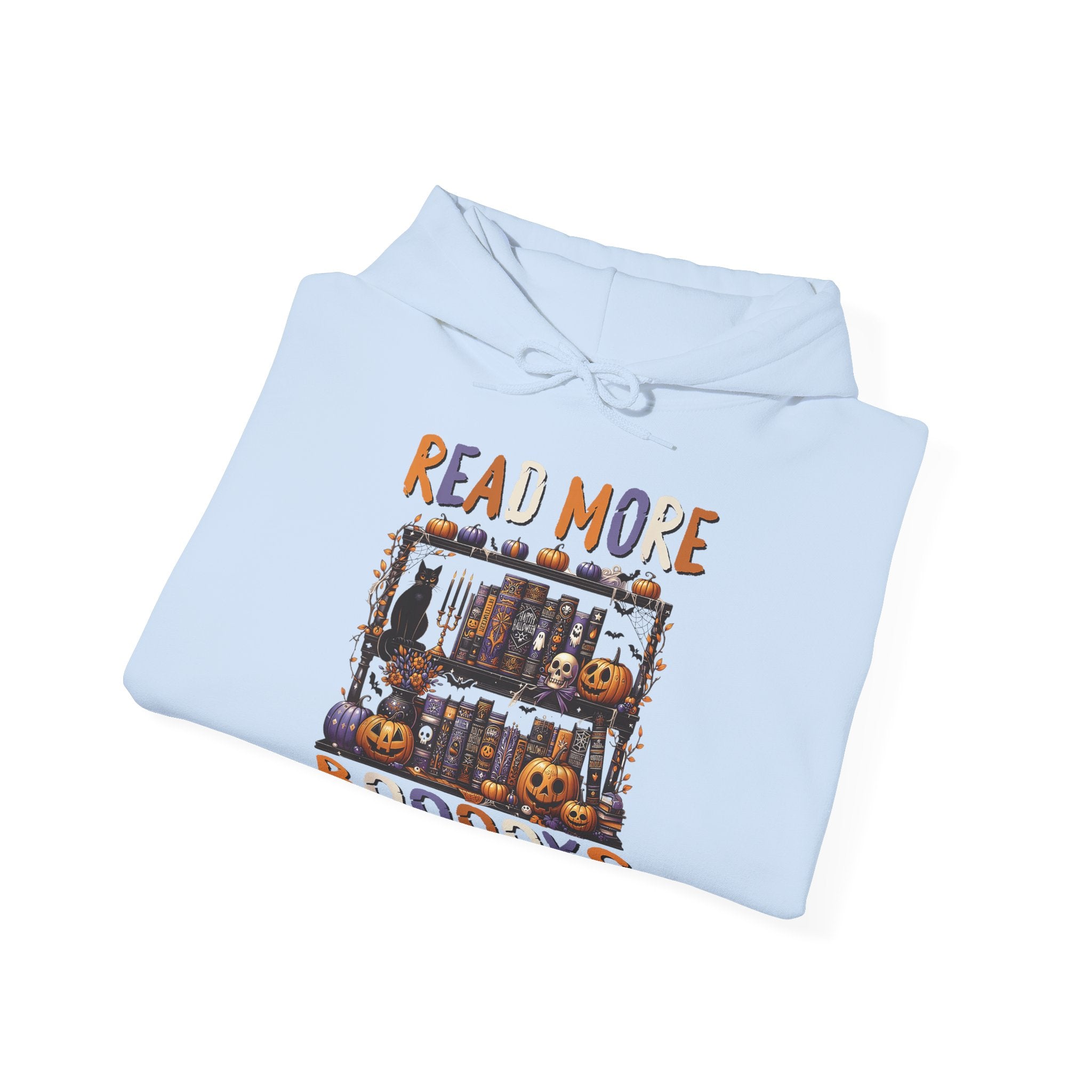 Spooky Halloween Bookshelf Bookcase Read More Books Hoodie
