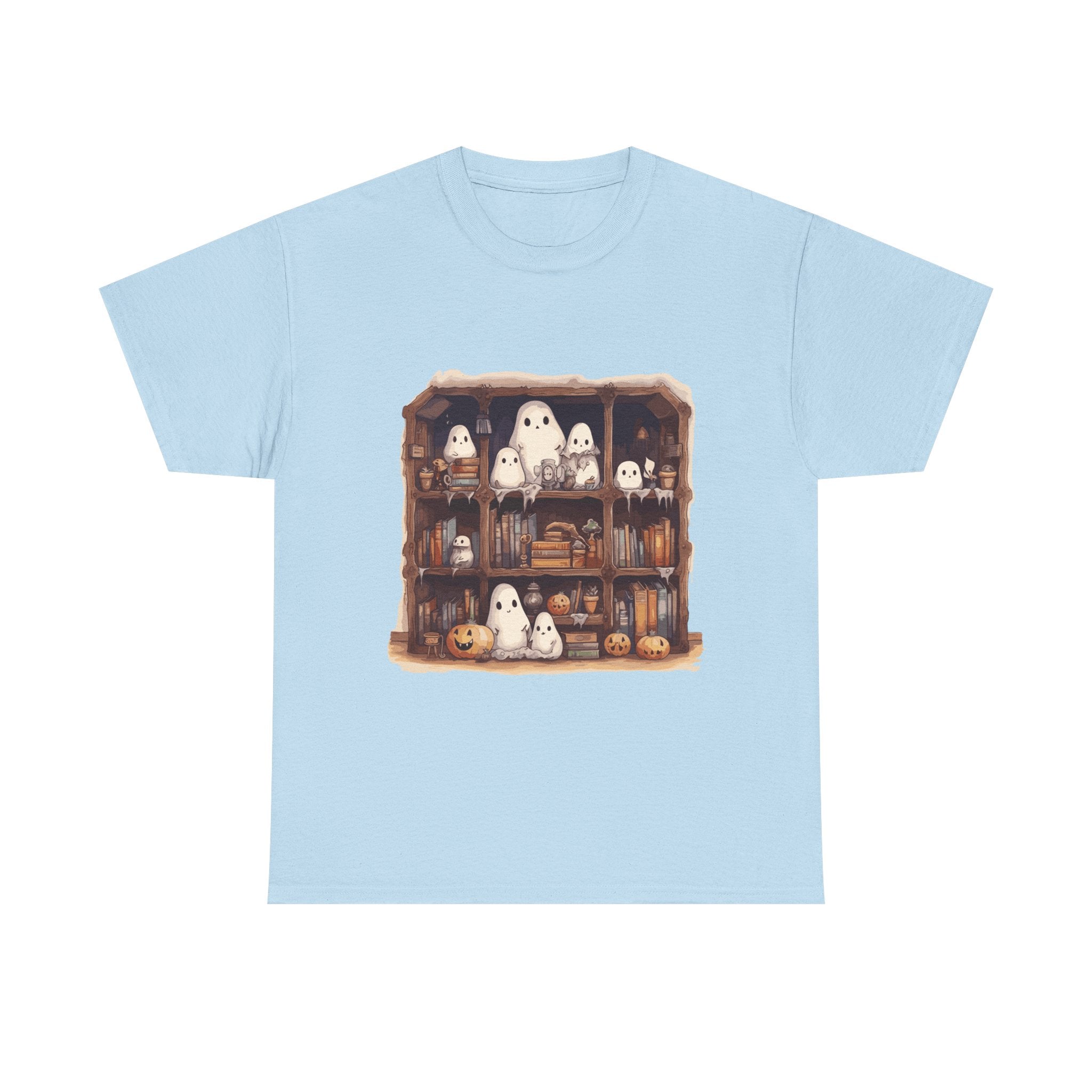 Cute Ghost Reading Books Halloween Librarian Book Long Sleeve T-Shirt