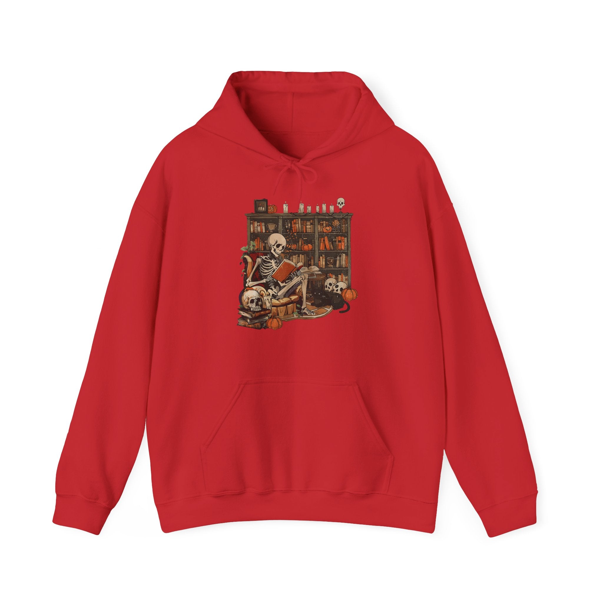Skeleton Library Halloween Book Reading Books Lover Teacher Hoodie