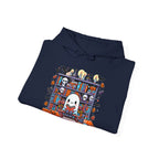 Ghost Reading Book in Library Pumpkin Halloween Fall Hoodie
