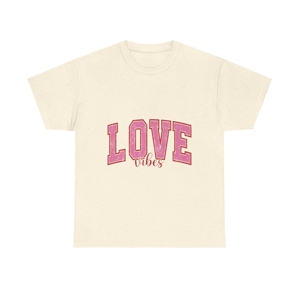 Pink Love Vibes Graphic Tee, Unisex T shirt for Women & Men, Romantic Heart Shirt, Valentine's Day Gift, Cute Pink Tee, Love Graphic Tee