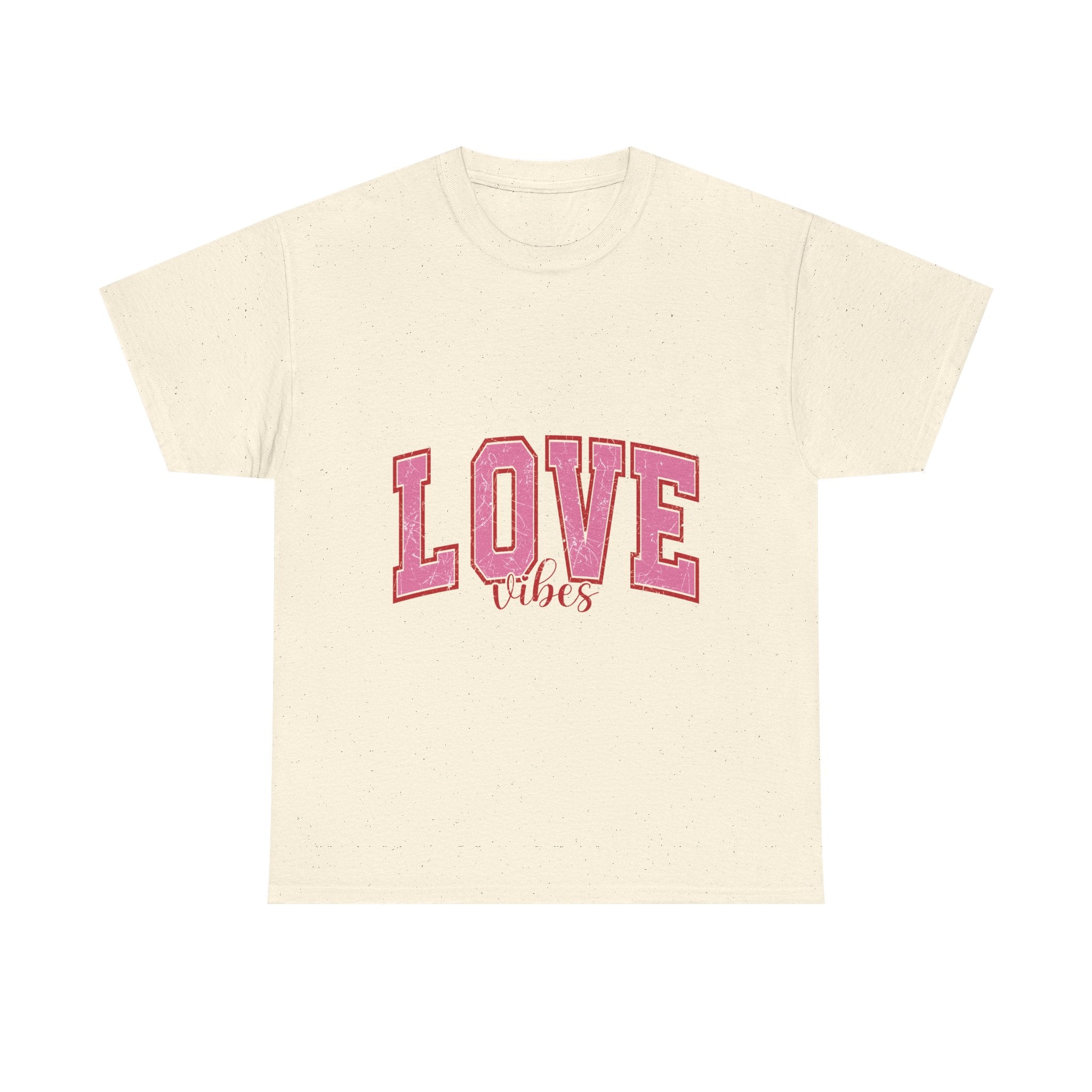 Pink Love Vibes Graphic Tee, Unisex T shirt for Women & Men, Romantic Heart Shirt, Valentine's Day Gift, Cute Pink Tee, Love Graphic Tee
