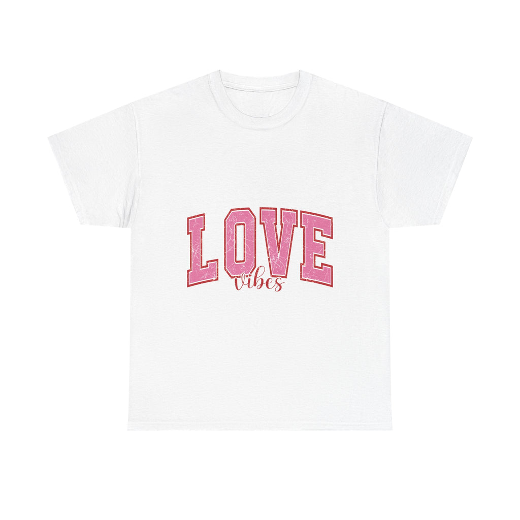 Pink Love Vibes Graphic Tee, Unisex T shirt for Women & Men, Romantic Heart Shirt, Valentine's Day Gift, Cute Pink Tee, Love Graphic Tee