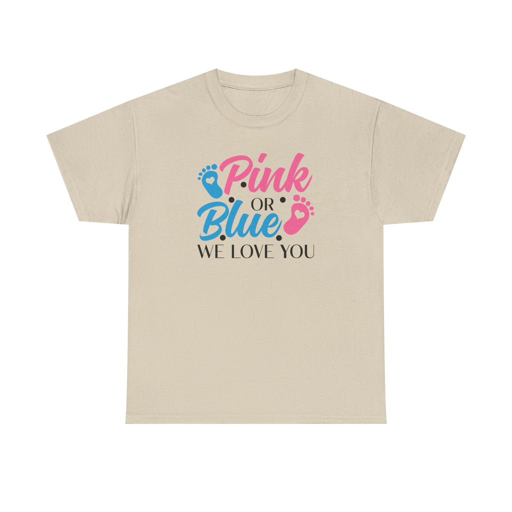 Gender Neutral Graphic Tee, Pink or Blue We Love You Unisex T-Shirt, Baby Shower Gift, Pregnancy Announcement Shirt, Gender Reveal Party