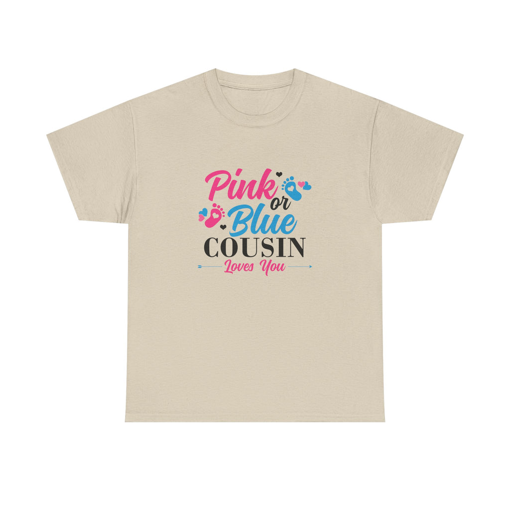 Graphic Tee, Pink or Blue Cousin Loves You Shirt, Family Reunion Gift, Unisex T-Shirt, Matching Cousin Outfits, Customizable Tee