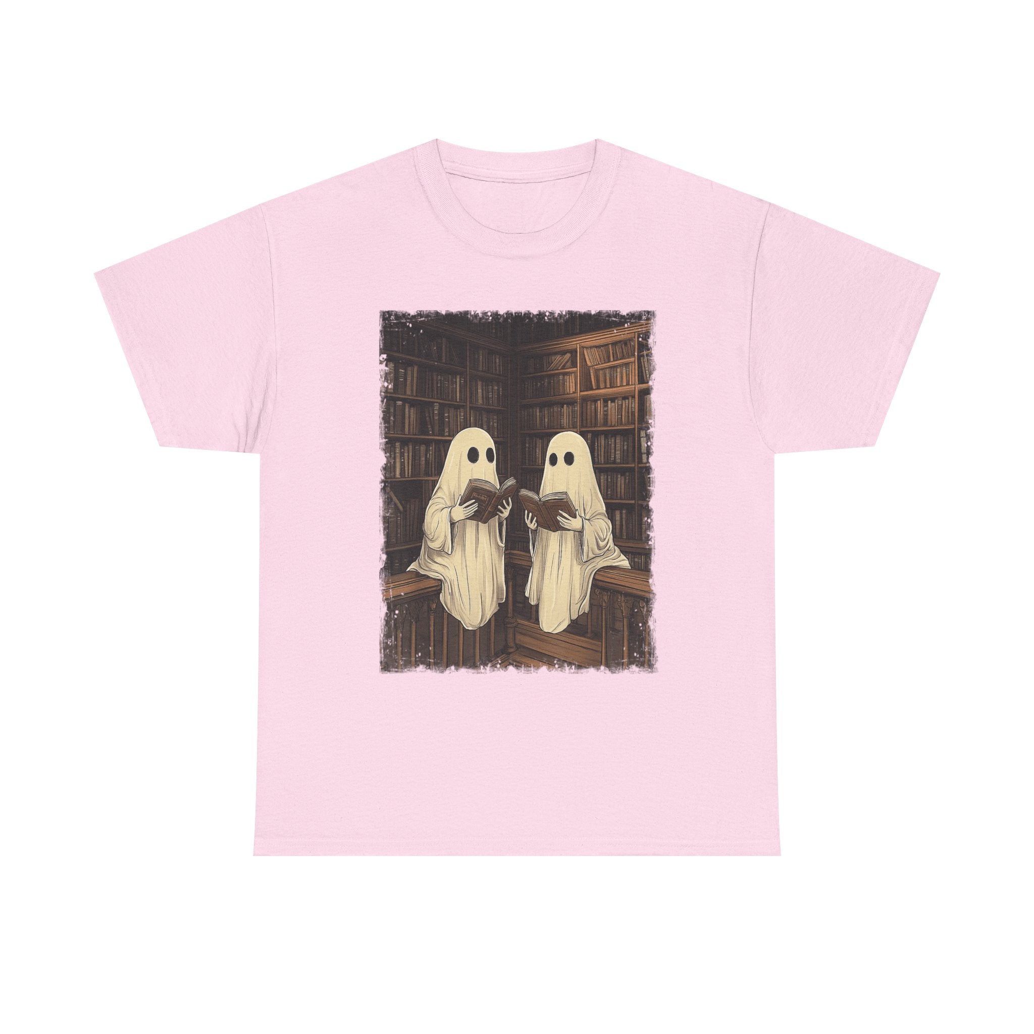 Halloween Ghost Book Reading Book Lovers Librarian Teacher T-Shirt