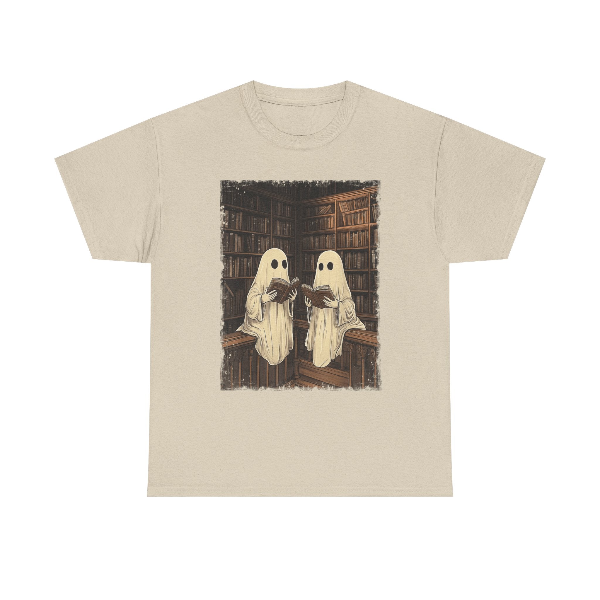 Halloween Ghost Book Reading Book Lovers Librarian Teacher T-Shirt