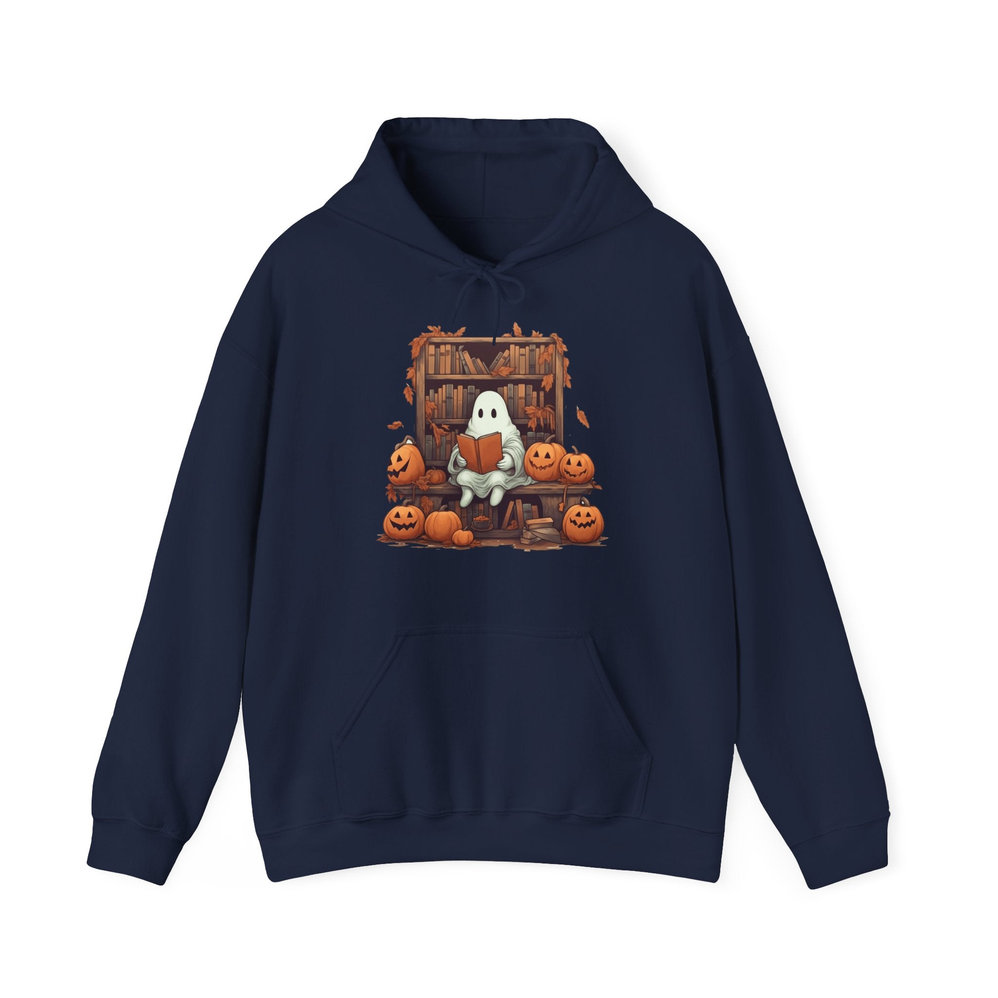 Cute Ghost Reading Book Nerd Halloween Hoodie
