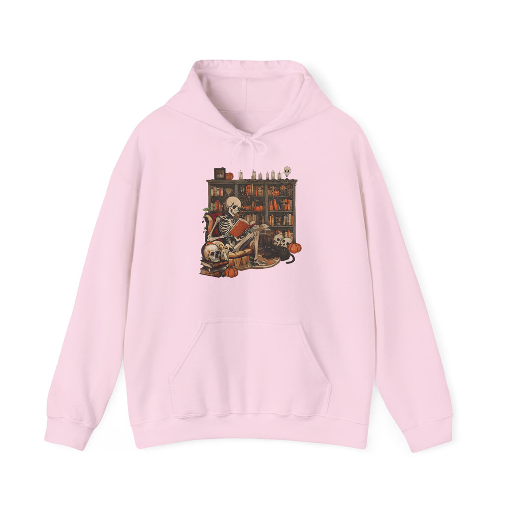 Skeleton Library Halloween Book Reading Books Lover Teacher Hoodie