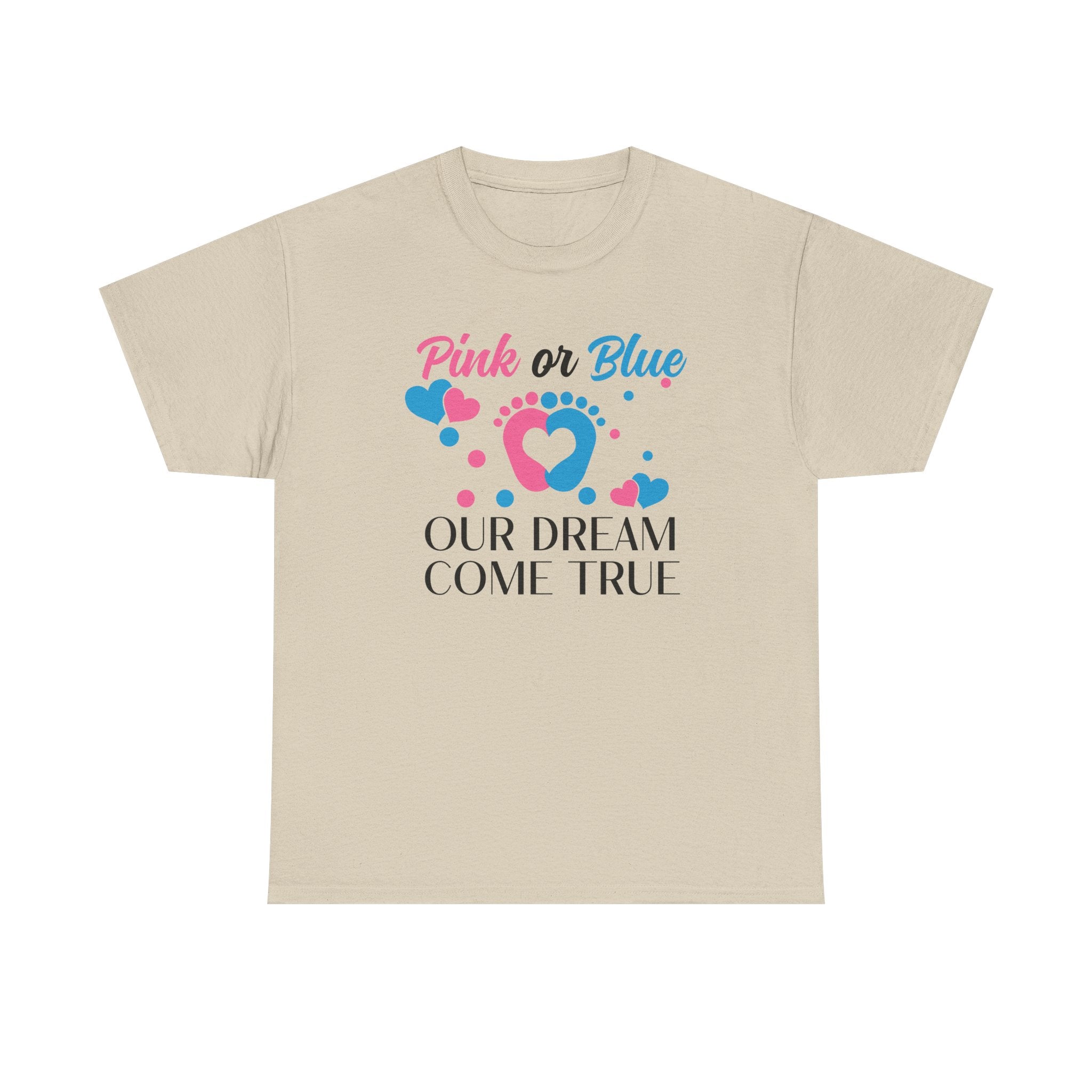 Dream Come True Unisex Tee, Pink Blue Graphic T-Shirt, Pastel Gender Reveal Shirt, Cotton Top, Cute Baby Announcement Apparel, Mom Dad Gift