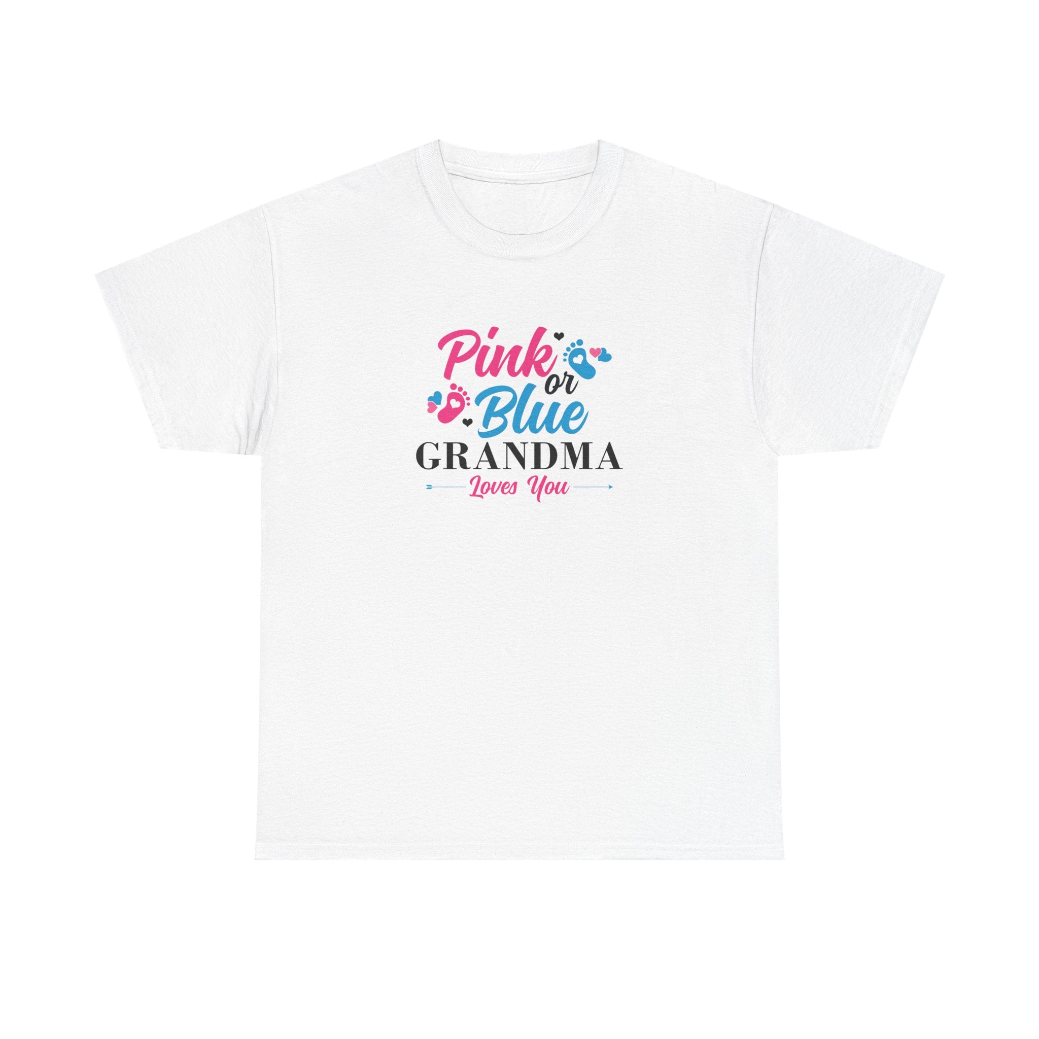 Grandma Loves You Pink/Blue Unisex Tee, Graphic T-shirt Gift for Grandparents, Family Reunion Shirt, Gender Reveal Party Outfit, Heavy