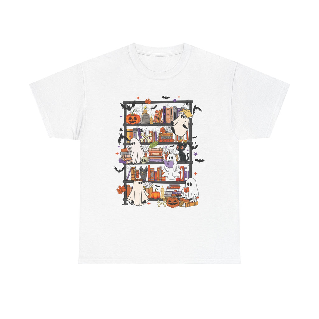 Ghost Reading Books Halloween Book Lover T-Shirt