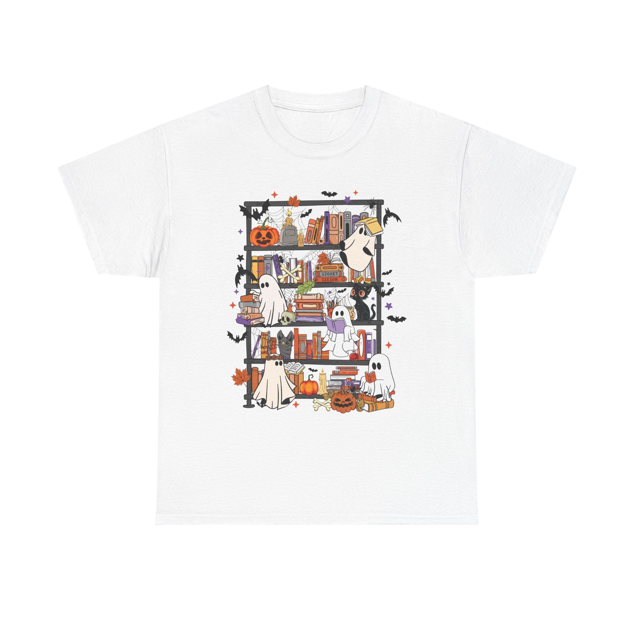 Ghost Reading Books Halloween Book Lover T-Shirt