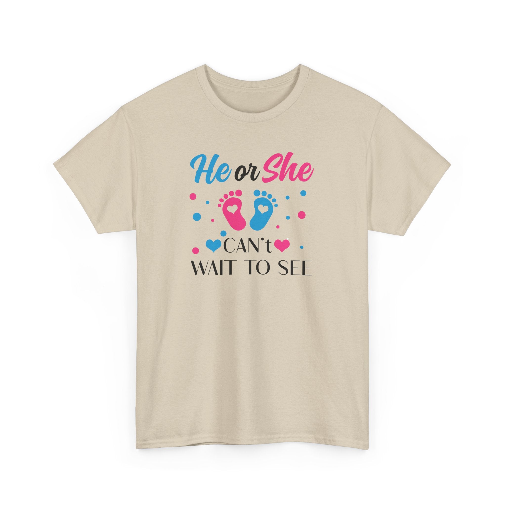 Gender Reveal Graphic Tee, He or She Can't Wait To See Shirt, Unisex Cotton T-Shirt, Pregnancy Announcement, Baby Shower Gift, Maternity Top