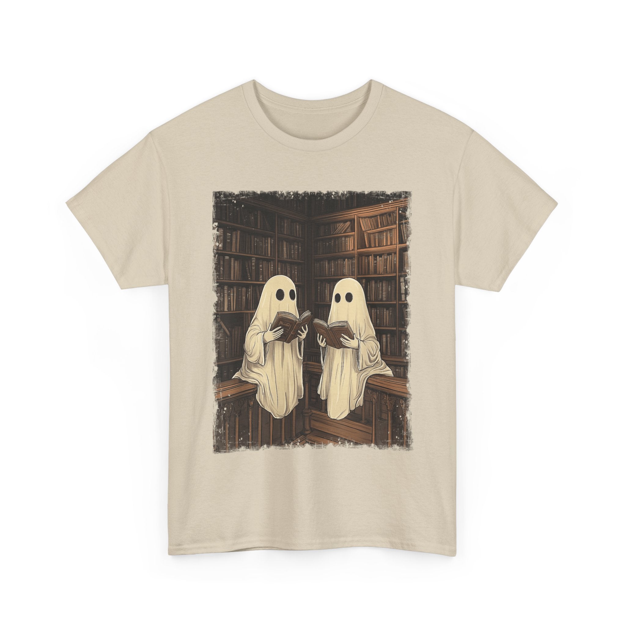 Halloween Ghost Book Reading Book Lovers Librarian Teacher T-Shirt