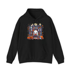 Ghost Reading Book in Library Pumpkin Halloween Fall Hoodie