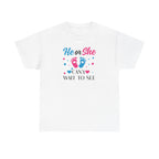 Gender Reveal Graphic Tee, He or She Can't Wait To See Shirt, Unisex Cotton T-Shirt, Pregnancy Announcement, Baby Shower Gift, Maternity Top