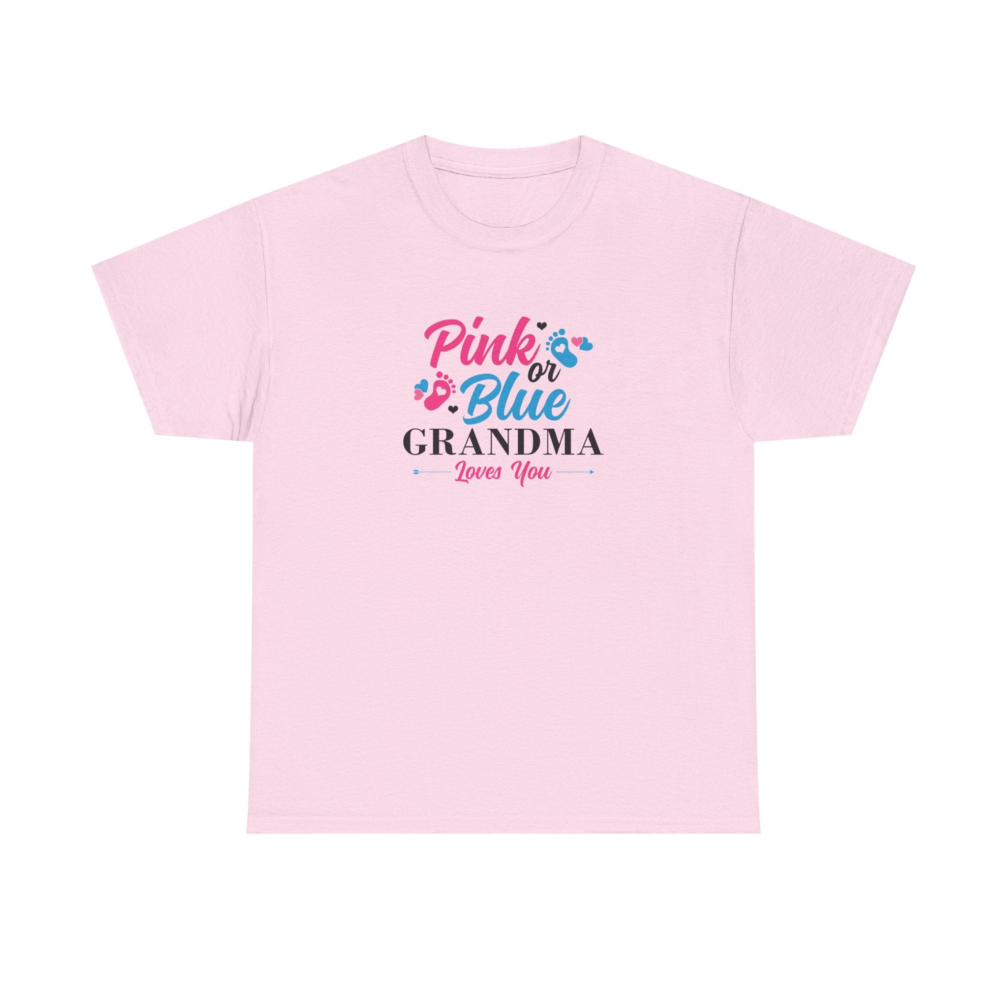 Grandma Loves You Pink/Blue Unisex Tee, Graphic T-shirt Gift for Grandparents, Family Reunion Shirt, Gender Reveal Party Outfit, Heavy