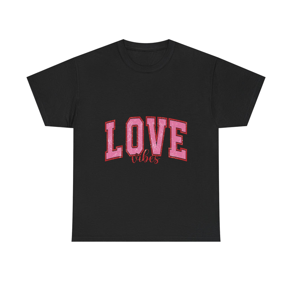 Pink Love Vibes Graphic Tee, Unisex T shirt for Women & Men, Romantic Heart Shirt, Valentine's Day Gift, Cute Pink Tee, Love Graphic Tee