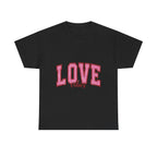 Pink Love Vibes Graphic Tee, Unisex T shirt for Women & Men, Romantic Heart Shirt, Valentine's Day Gift, Cute Pink Tee, Love Graphic Tee