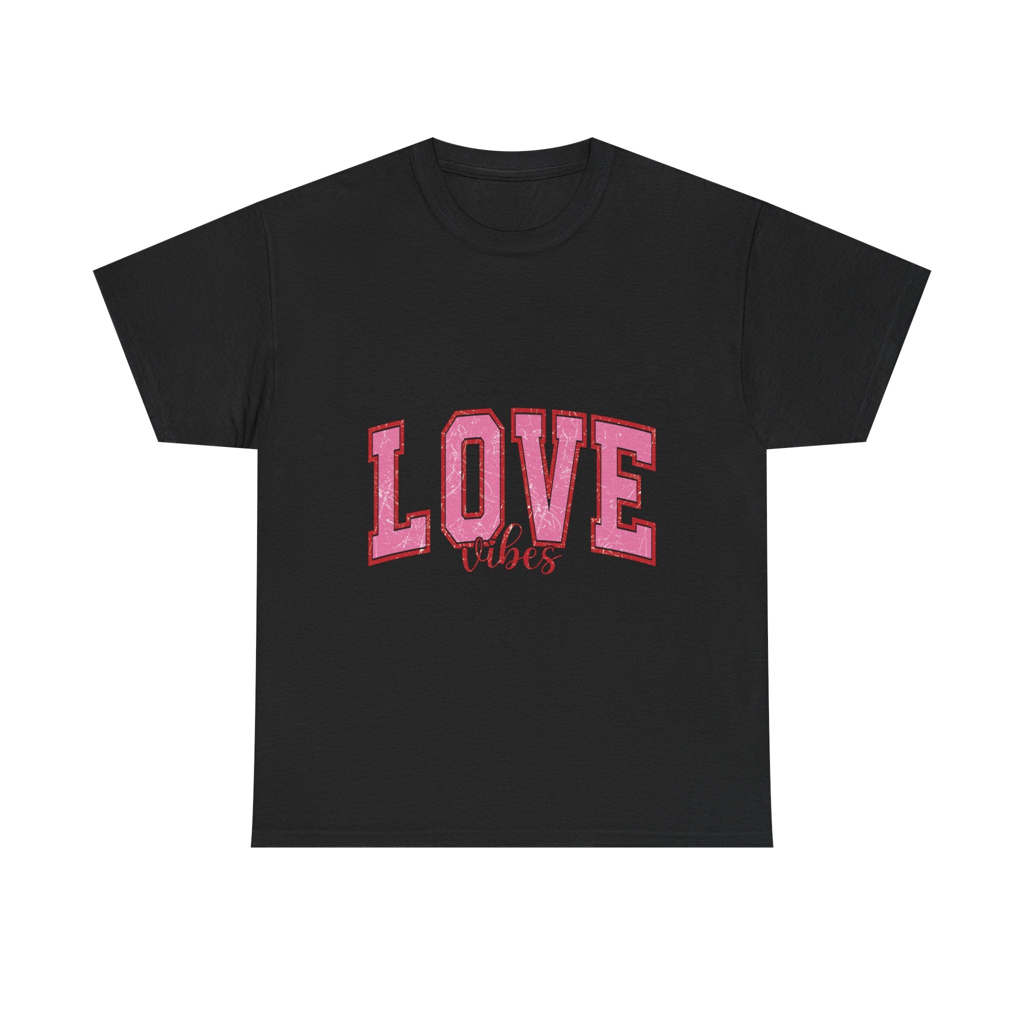 Pink Love Vibes Graphic Tee, Unisex T shirt for Women & Men, Romantic Heart Shirt, Valentine's Day Gift, Cute Pink Tee, Love Graphic Tee