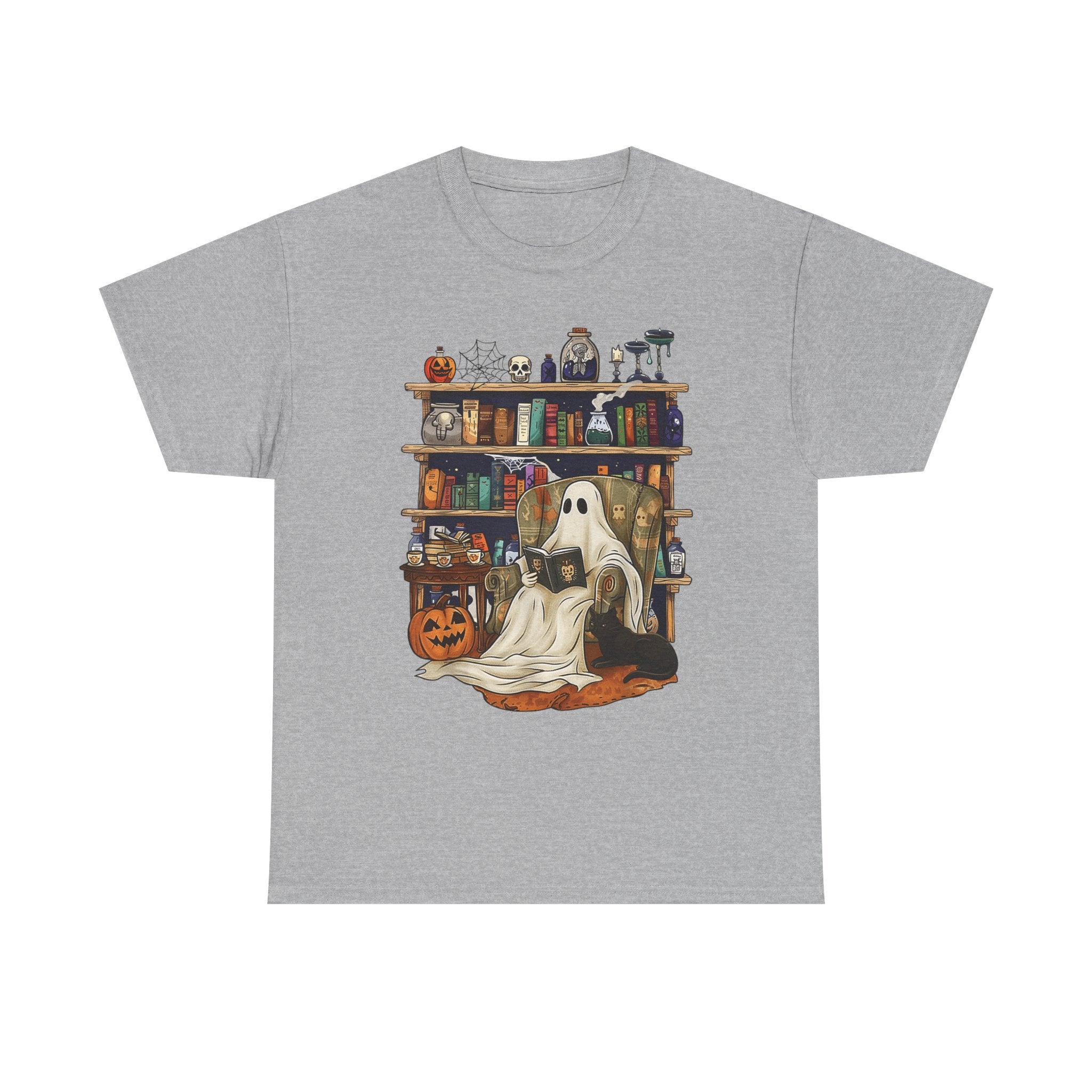 Ghost Book Reading Halloween Books Lover Teacher Kids T-Shirt