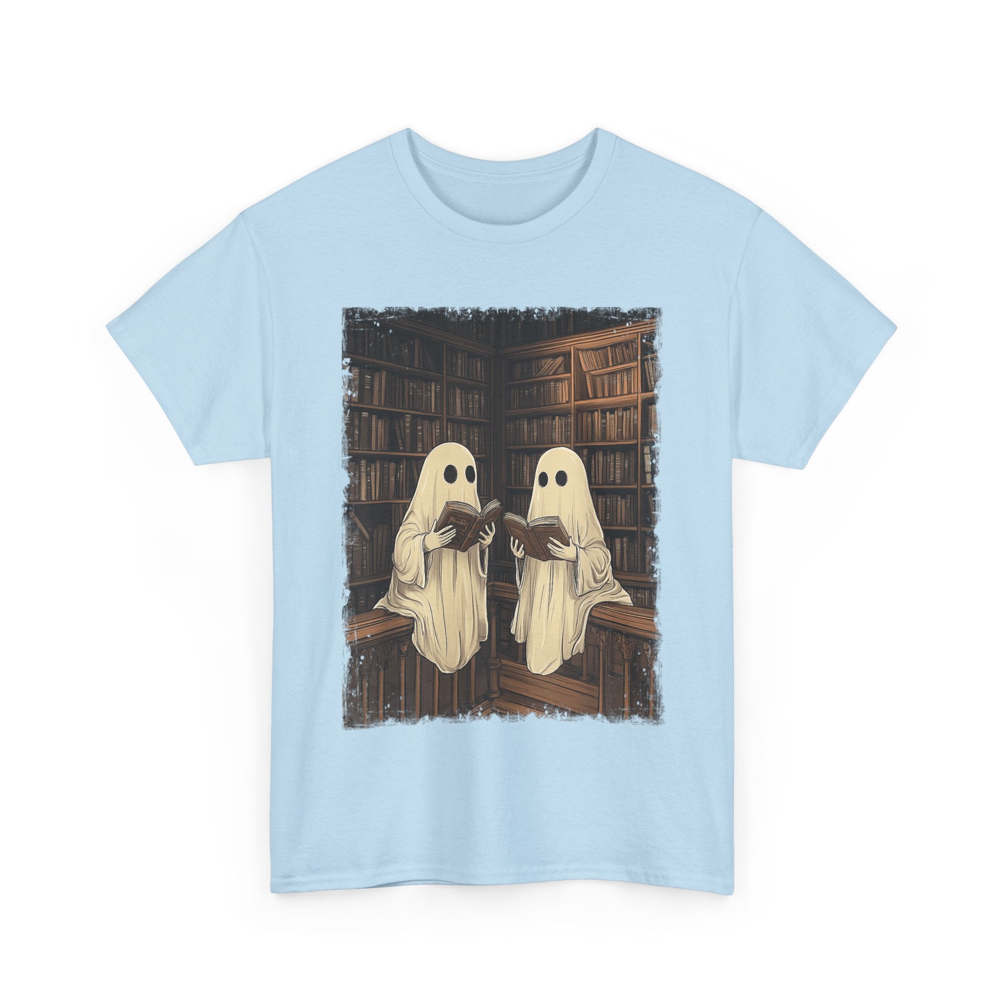 Halloween Ghost Book Reading Book Lovers Librarian Teacher T-Shirt