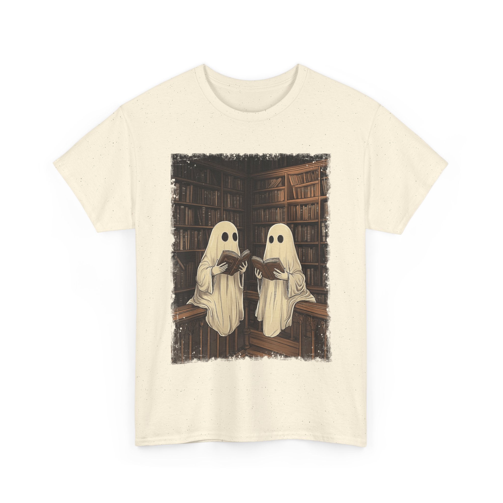 Halloween Ghost Book Reading Book Lovers Librarian Teacher T-Shirt