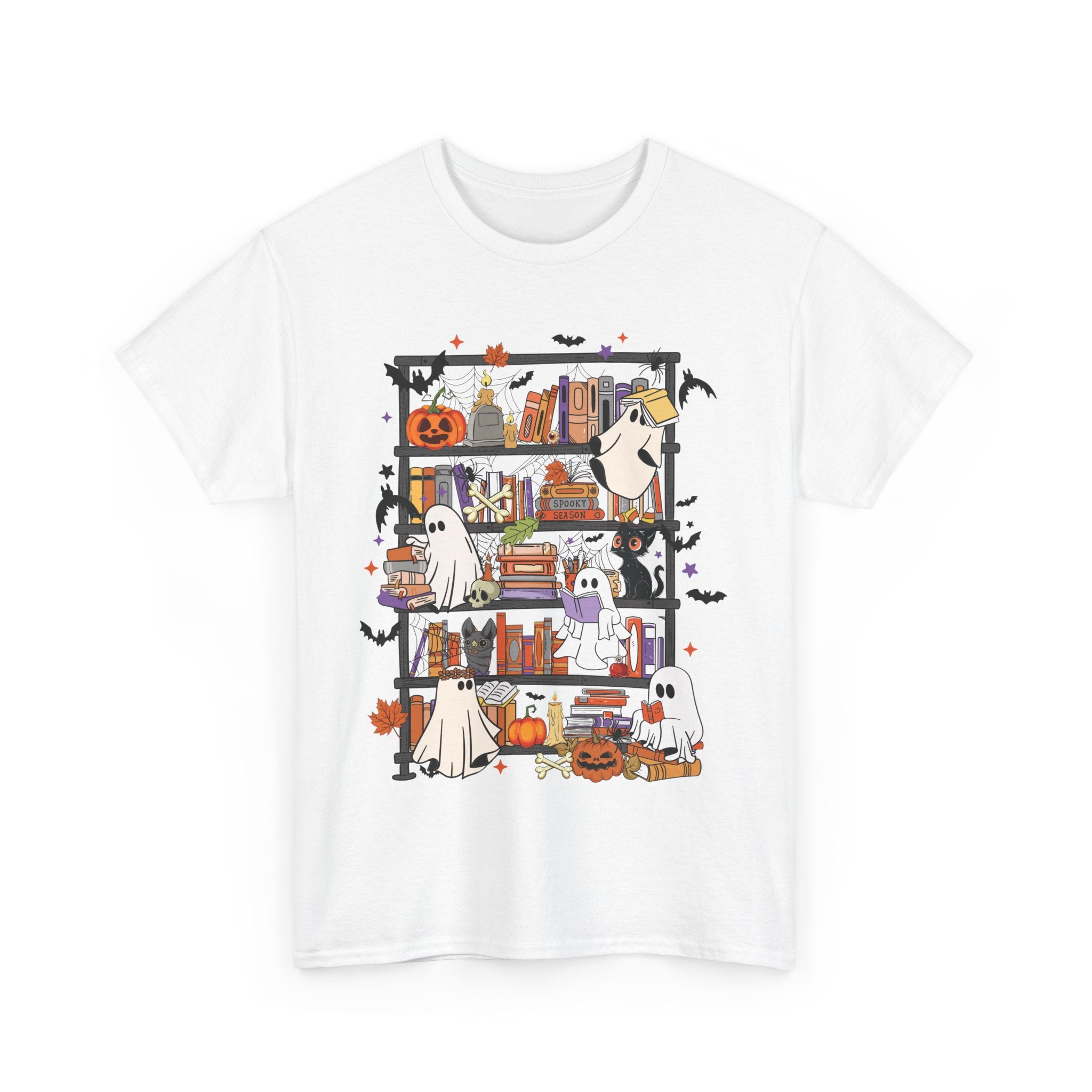 Ghost Reading Books Halloween Book Lover T-Shirt