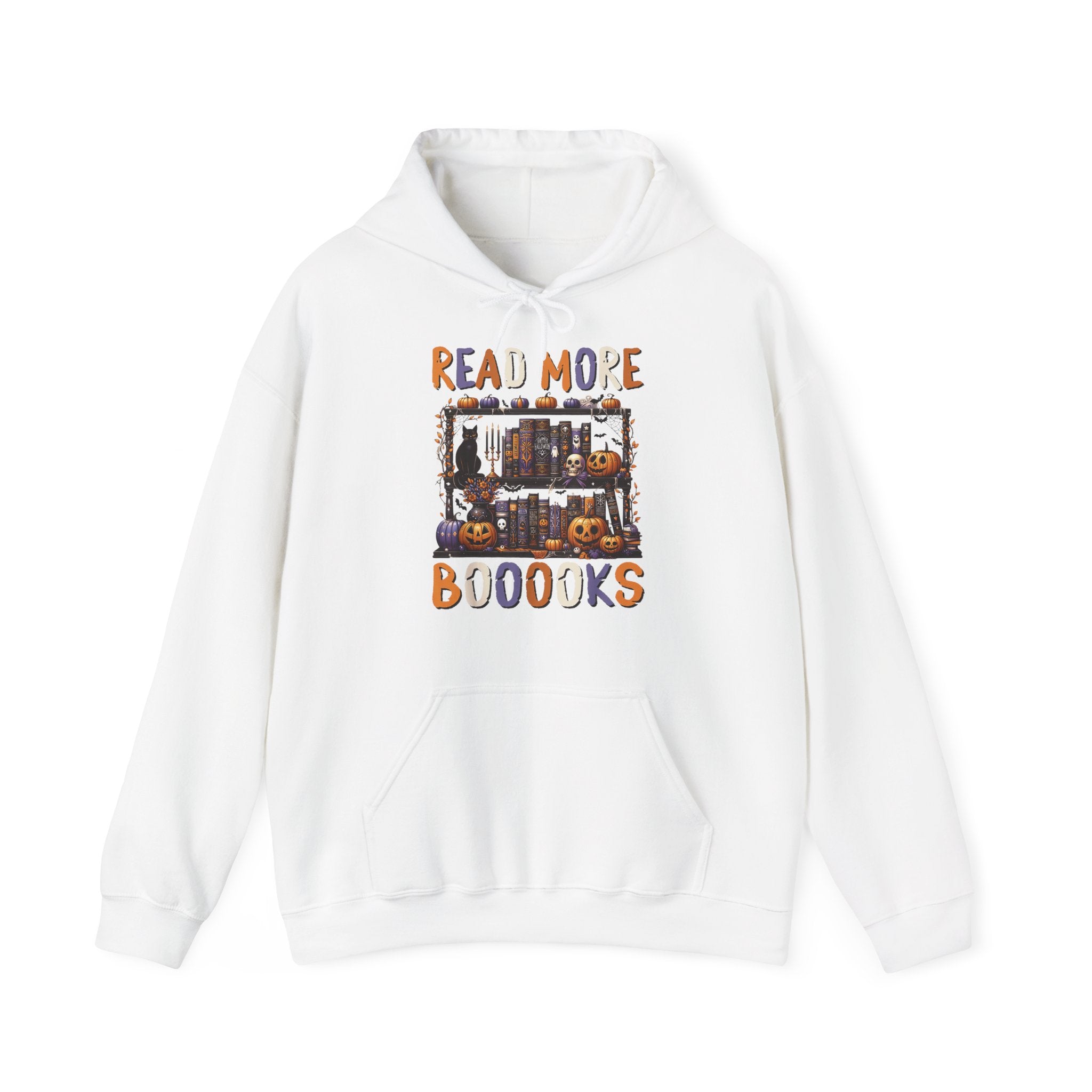 Spooky Halloween Bookshelf Bookcase Read More Books Hoodie