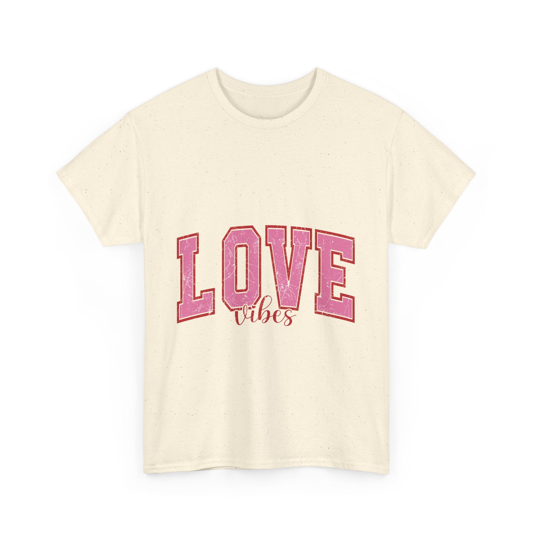 Pink Love Vibes Graphic Tee, Unisex T shirt for Women & Men, Romantic Heart Shirt, Valentine's Day Gift, Cute Pink Tee, Love Graphic Tee