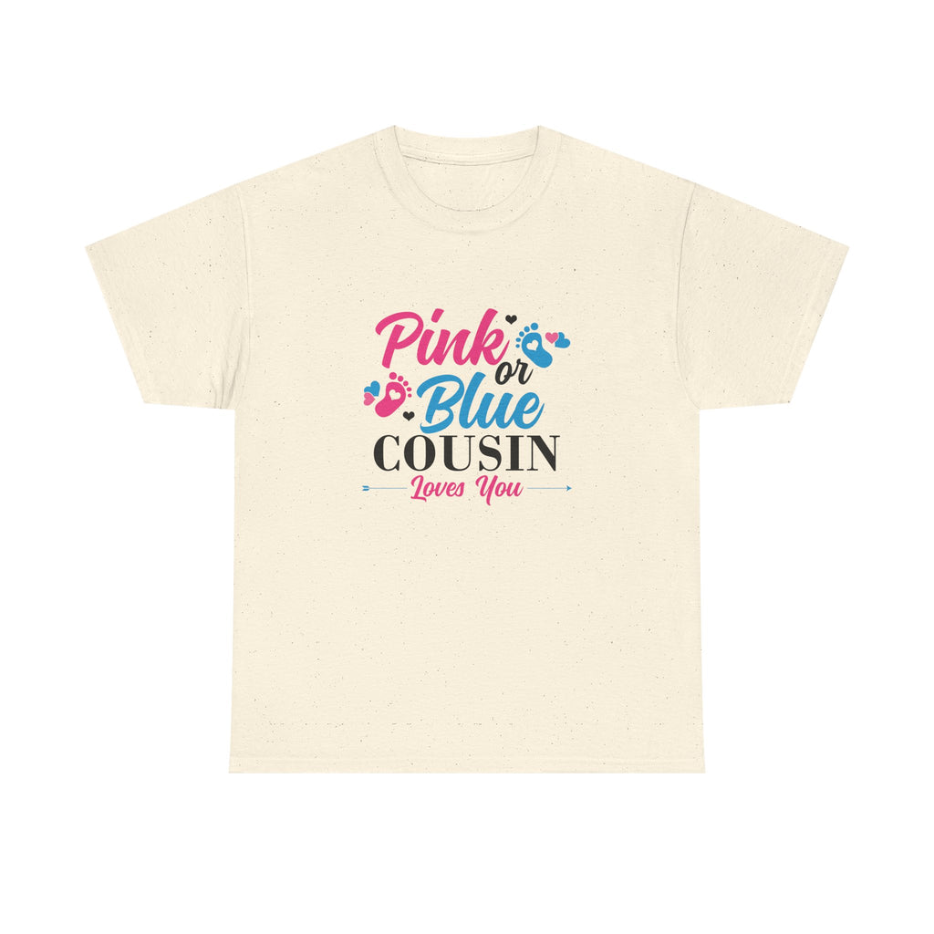 Graphic Tee, Pink or Blue Cousin Loves You Shirt, Family Reunion Gift, Unisex T-Shirt, Matching Cousin Outfits, Customizable Tee