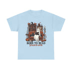 Born To Read Forced To Work Halloween Ghost Reading Books T-Shirt