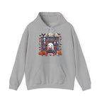 Ghost Reading Book in Library Pumpkin Halloween Fall Hoodie