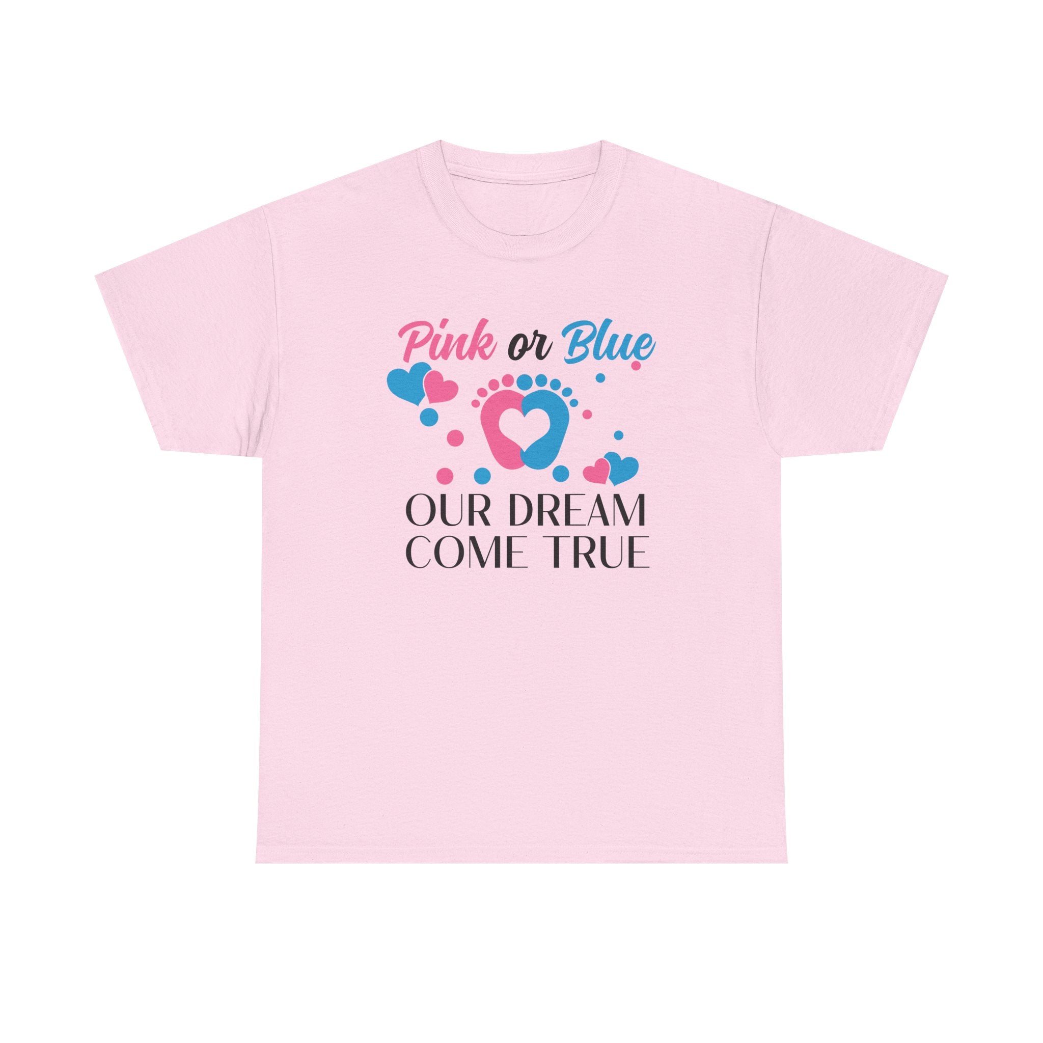 Dream Come True Unisex Tee, Pink Blue Graphic T-Shirt, Pastel Gender Reveal Shirt, Cotton Top, Cute Baby Announcement Apparel, Mom Dad Gift
