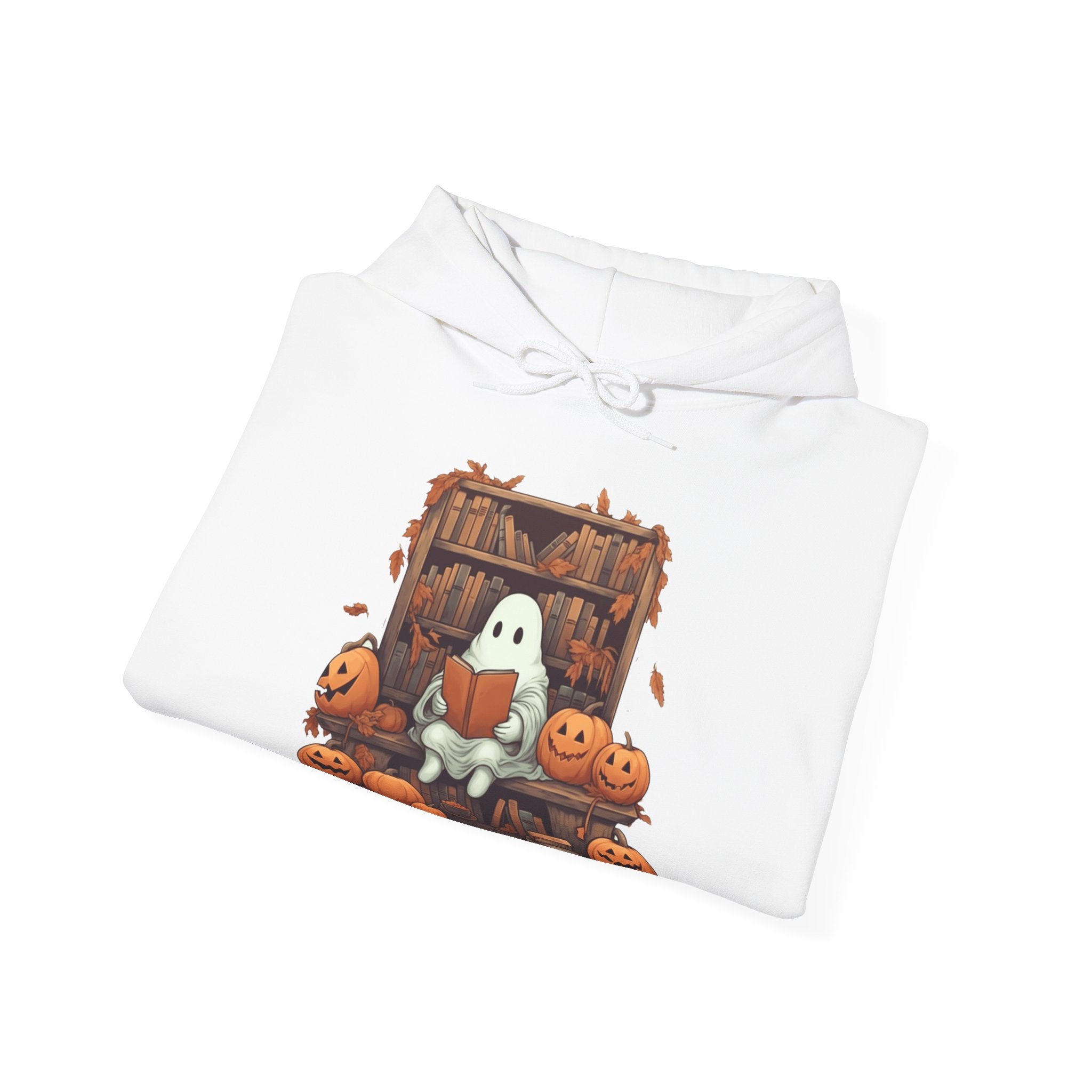 Cute Ghost Reading Book Nerd Halloween Hoodie