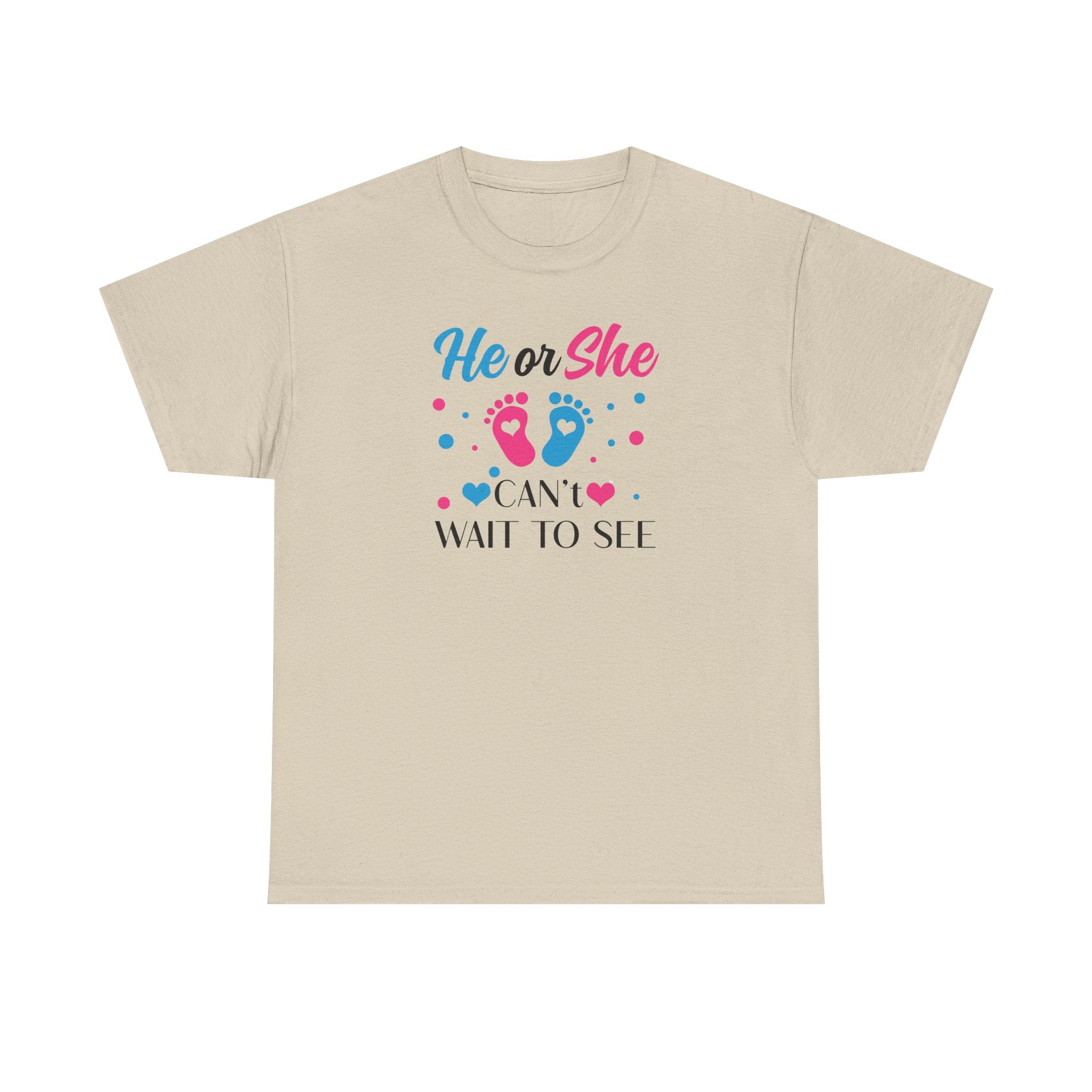 Gender Reveal Graphic Tee, He or She Can't Wait To See Shirt, Unisex Cotton T-Shirt, Pregnancy Announcement, Baby Shower Gift, Maternity Top