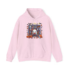 Ghost Reading Book in Library Pumpkin Halloween Fall Hoodie