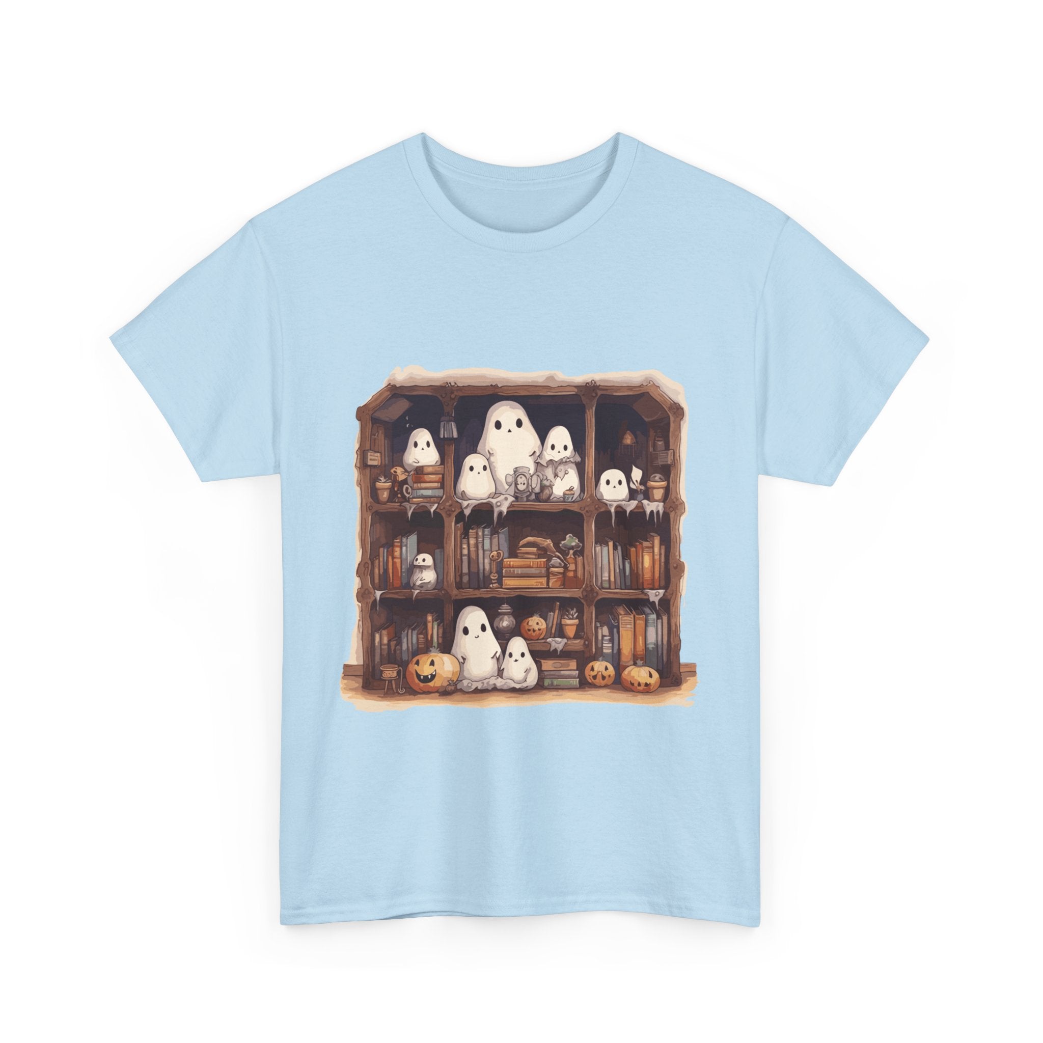 Cute Ghost Reading Books Halloween Librarian Book Long Sleeve T-Shirt